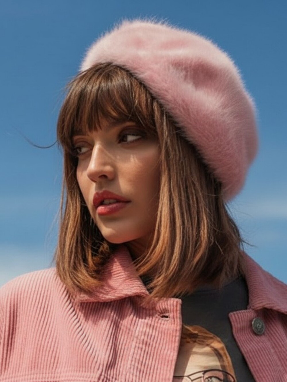 1940s Vintage Pink Angorette Angora Rabbit Fur Beret